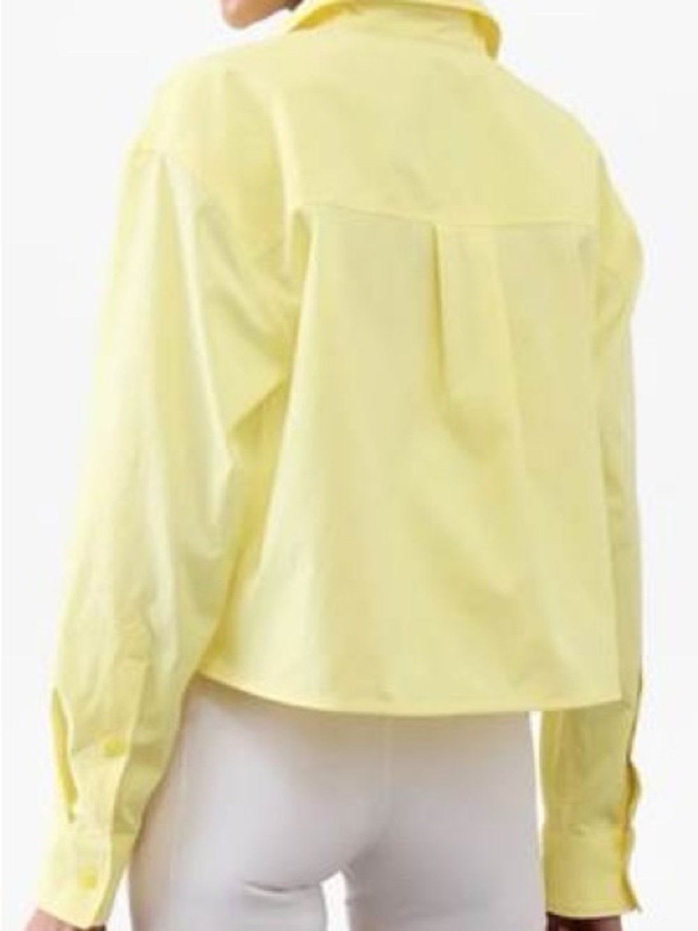 NWT – Athleta Midday Cropped Poplin Shirt – Citron – Large - Picture 2 of 9